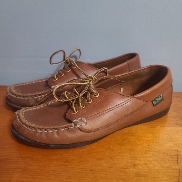 Maine Woods Leather Moccasin Brown Lace up Size 7 womans - Picture 1 of 7